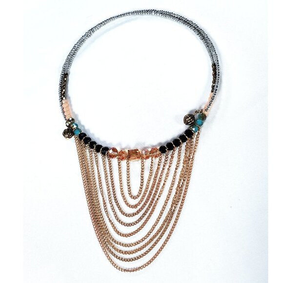 Beaded Choker Draping Chains - Picture 1 of 3